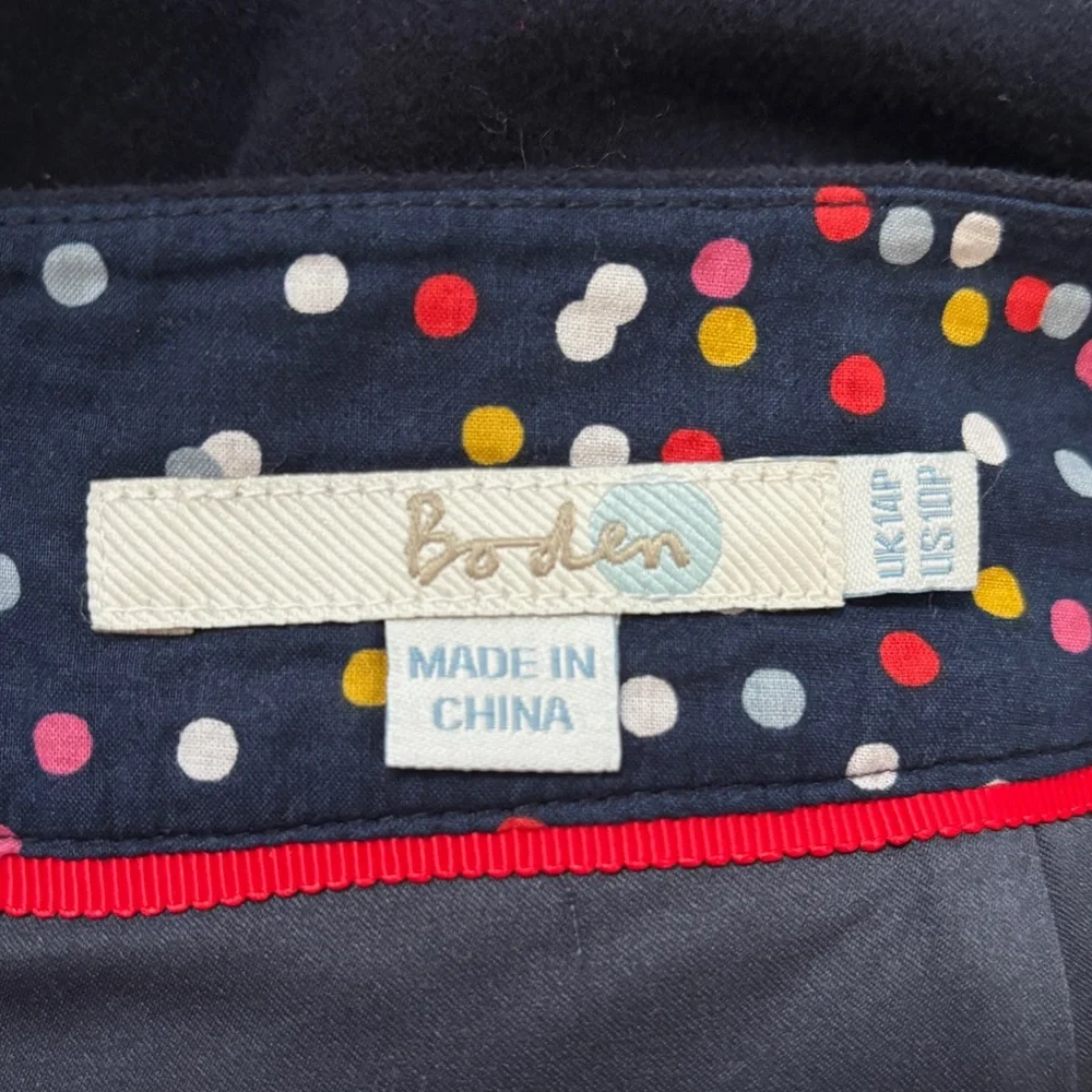 Boden Dorchester Patch Pocket Stretch Cotton Mini Skirt Navy Size 10P